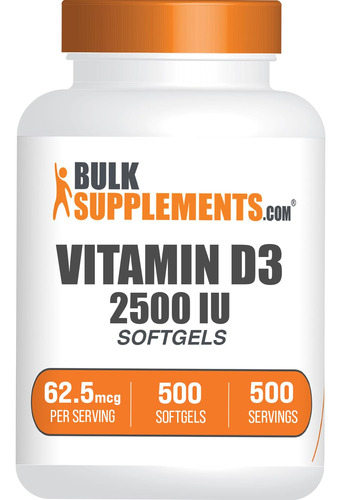 Bulksupplements Vitamina D3 2500 Ui 500 Cápsulas Blandas