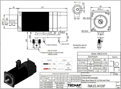 Kit Motor Passo 120kgf.cm Com Encoder E Com Freio + Drive