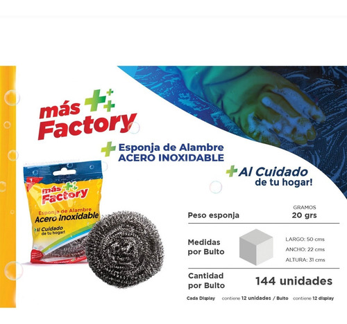 Esponja De Fregar Alambre Acero Inoxidable Más Factory 3 Und