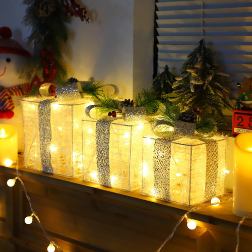 Juego De Cajas De Regalo Con Iluminación Navideña Muyun 75 L