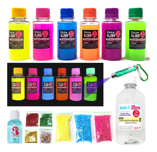 Kit Slime Glue Neon Lançamento Isa Slime