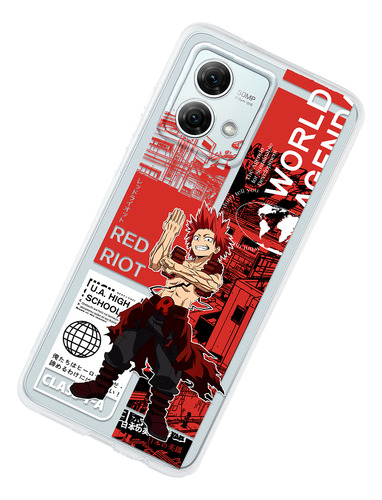 Funda Para Motorola Red Riot Kirishima Clase 1-a Héroe Resistente My Hero Academia Anime