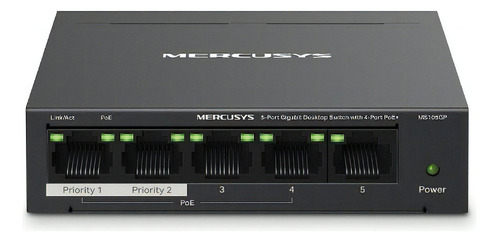 Switch De Escritorio 5 Puertos Gigabit Poe, Mercusys Ms105gp