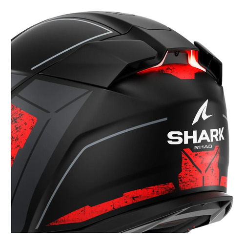 Capacete Shark Skwal I3 Rhad Kur Preto Vermelho Fosco Led