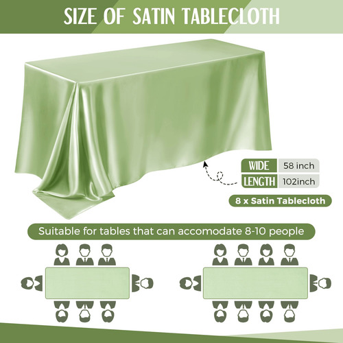 Toalha De Mesa Retangular De Cetim De Casamento Grande, Bril