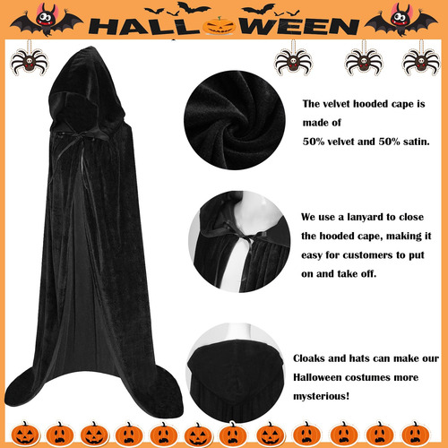 Capa Larga Con Capucha Para Halloween, Disfraz De Bruja De