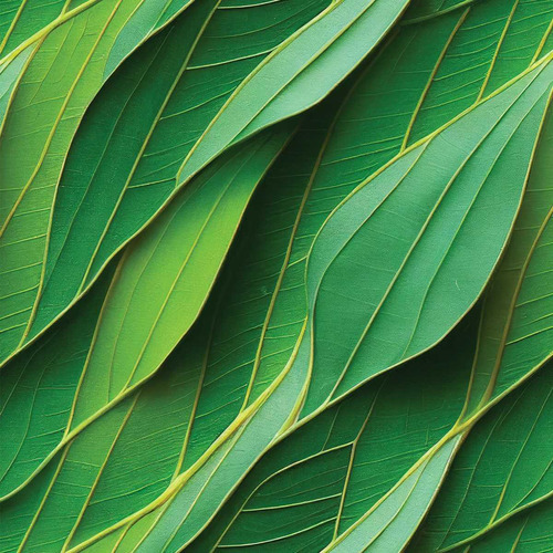 Adhesivo de pared con forma de hojas, tonos de verde, efecto ondulado, 15 m