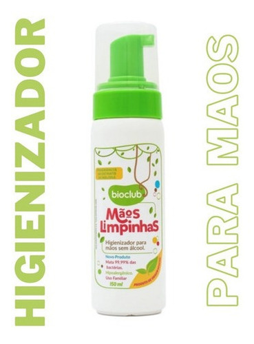 Espuma Higienizadora Mãos Limpinhas Sem Álcool Bioclub 200ml