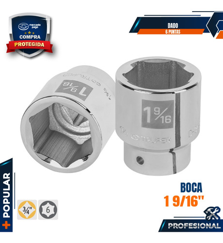 Dado De 1-9/16 , 6 Puntas, Cuadro 3/4 , Truper 13833