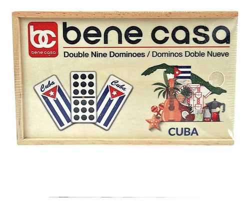 Bene Casa Cuban Flag Double Nines Dominoes Set 2-10 Caja De