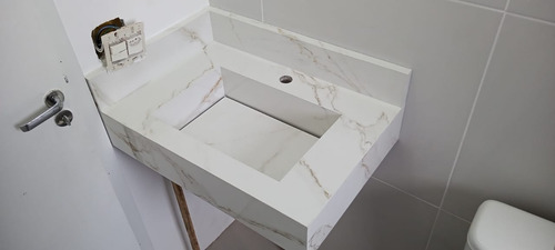 Bancada Lavatório Pia Porcelanato Branco 60×40 Lê Descrição