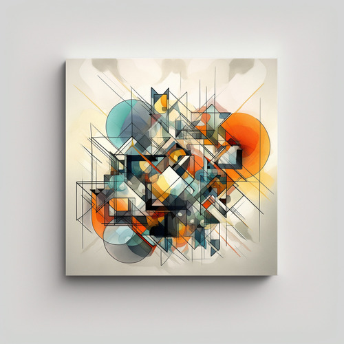 50x50cm Lienzo Diseño Abstracto Geométrico Bastidor Madera