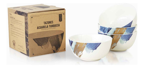 Bowl Sopa Acuarela Oro Turquesa 15x7cm Setx4 Ambiente Gourme