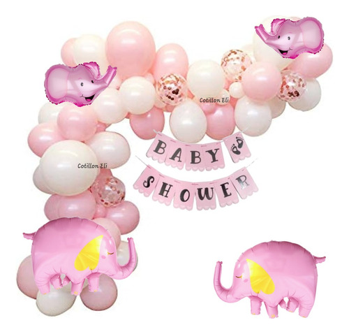 Combo Arco Baby Shower Elefante Rosa Elefantito Kid 