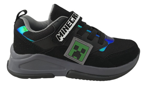 Tenis Niños Minecraft Velcro Yuyin Mi3120 Negro 18-25.5