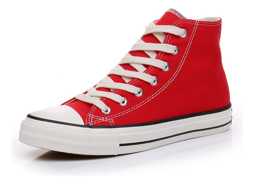 Zapatillas De Lona Con Caña Mujer Moda Urbanas-casual Rojo-