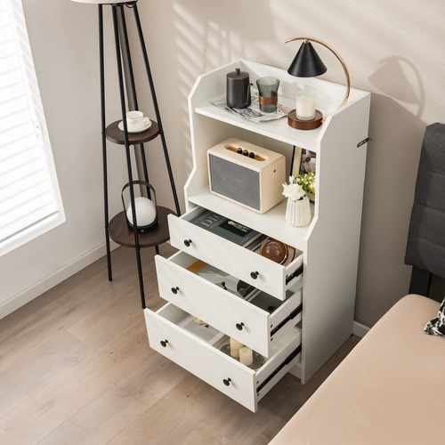 Goflame Cómoda De 3 Cajones Con Estante Organizador De