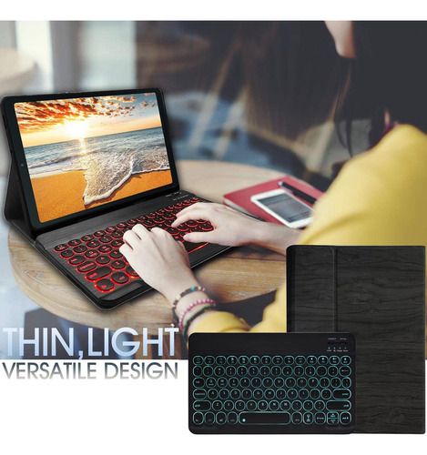 Funda Soporte Negra Teclado Luces Para Galaxy Tab A8