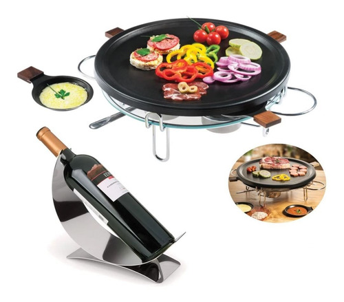 Raclette-grill Racleteira E Grelhados + Suporte Para Vinho