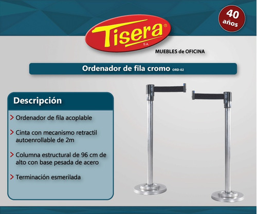 Ordenador De Fila 2 Metros Tisera Cromado Gris Ord-02