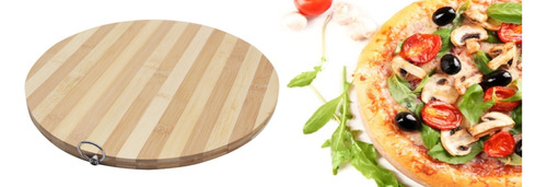 Tabla Redonda Bamboo Picadas-pizza-parrilla 36 Cm X 1.8cm