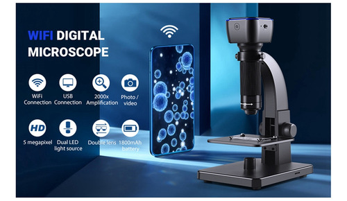 Microscopio Digital Biológico 2000x Microscopio Usb Wifi Con