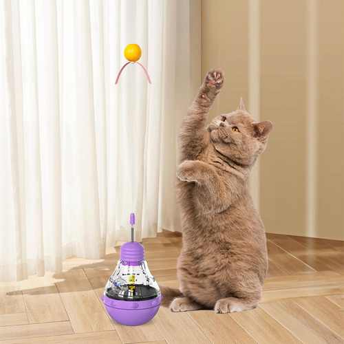 Vaso Para Gatos, Bola De Comida, Rompecabezas Violeta