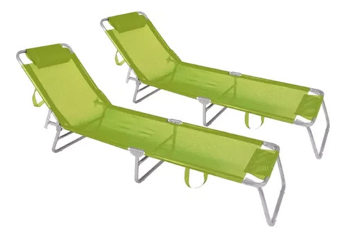 Combo 2 Reposeras Playa Mor Cama Reclinable 4 Pos Plegables