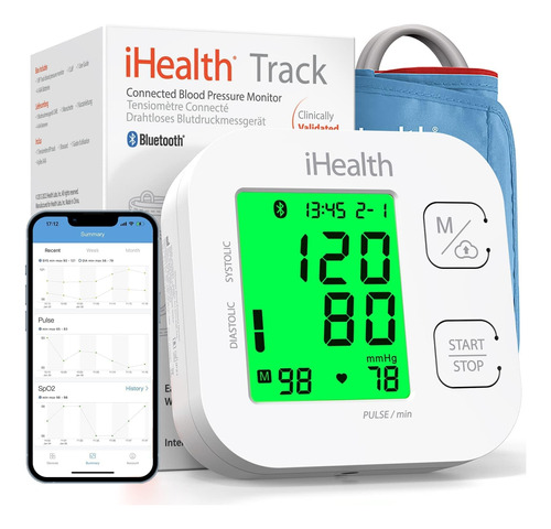 Ihealth Track Smart Upper Arm Blood Pressure Monitor With W.