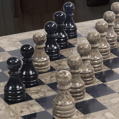 Juego De Ajedrez En Mármol De 30,5 Cm, Elegante Y Único