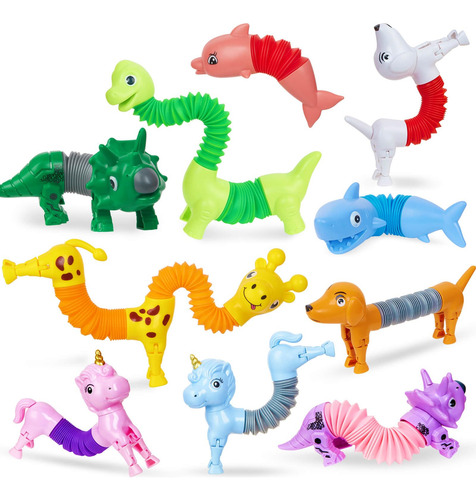 Tubos Pop Fidget Toys Kabvry Animal, Paquete De 10 Unidades