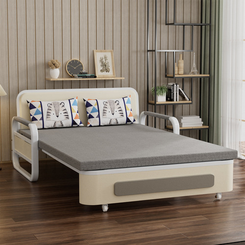 Sofá Cama Matrimonial Cozy Plegable Color Gris Diseño De La Tela Big Freshness