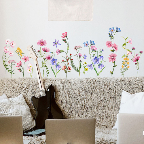 ` Adhesivo De Pared Con Forma De Planta Y Flor De Cristal