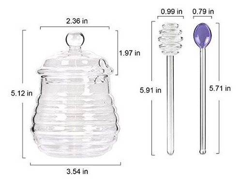 Tarro De Miel Con Cuchara Mielera De Vidrio Transparente