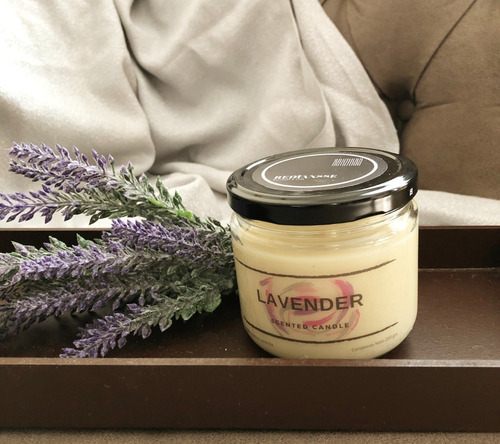 Imagen 2 de 3 de Vela Aromatica Artesanal De Lavanda 200 Grs