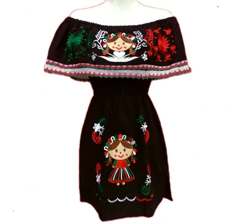 Vestidos Tricolor De Ni a Bordado A M quina. Talla 4 6 A os