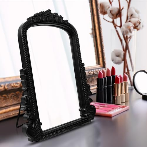 Espejo De Tocador Vintage, Espejo Arqueado Negro De Mesa Par