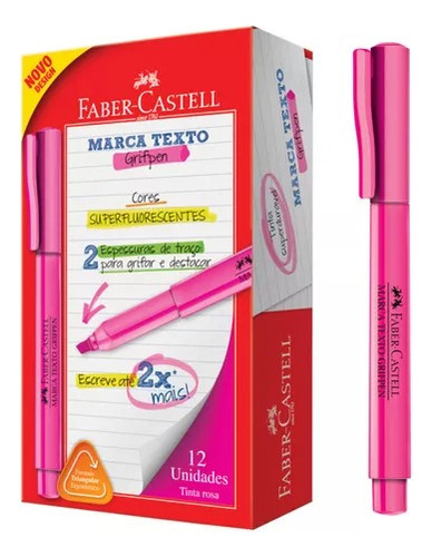 Marca Texto Superfluorescente Faber-castell 12un Cor Rosa