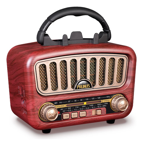 Prunus J-180 - Altavoz Bluetooth De Radio Retro Vintage Con