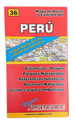 Mapa De Rutas/caminos Peru Argenguide Plegable -55x80 Cm