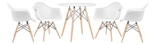 Kit - Mesa Eames 80 Cm + 4 Cadeiras Eiffel Daw Cor Mesa branco com cadeiras branco