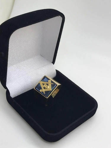Maçom Anel Ouro 18k Com Pedra Triângulo G Mestre Aprendiz