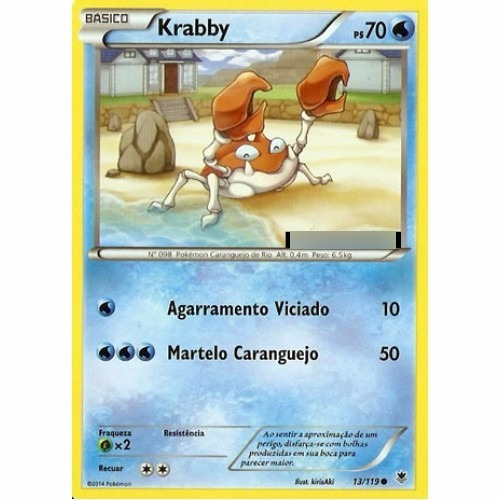 2x Krabby - Pokémon Água Comum - 13/119 - Pokemon Card Game