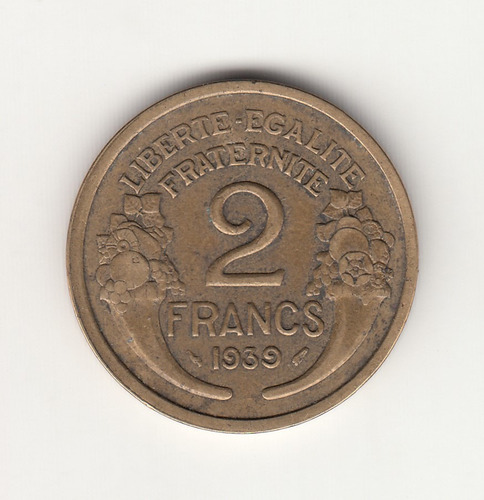 Moneda Francia 2 Francs 1939 Morlón (c85)