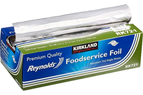Papel Aluminio 500 Hojas Kirkland Grueso Resistente 30x37cm