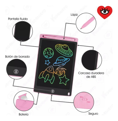 Pizarra Magica Negro 12 Pulgadas Tableta Borrable Veoquiero