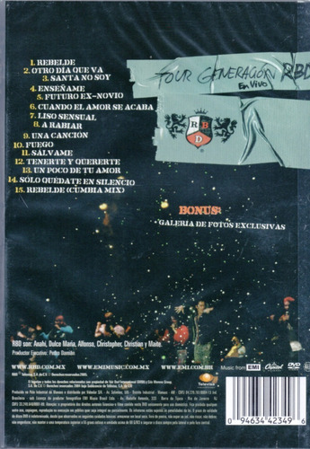 Dvd Rebelde - Tour Generación Rbd En Vivo