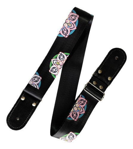 Strap Para Guitarra Kidam Con Diseño En Dtf Color Multicolor Flores