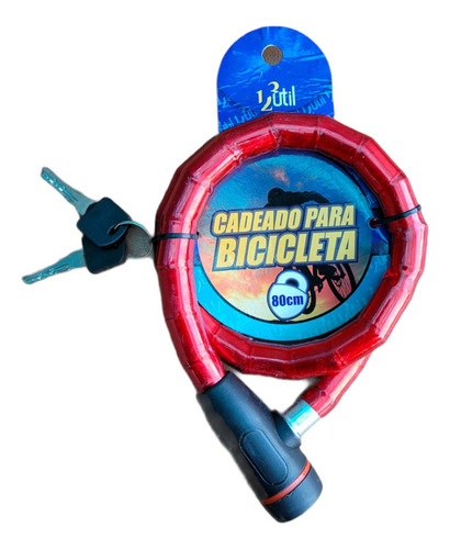 Cadeado Articulado Moto Bicicleta Portão Antifurto 100cm Cor Vermelho