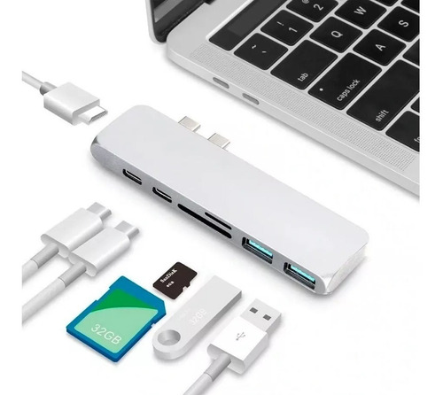Adaptador Hub 7 En 1 Compatible Con Macbook Pro Tipo C Usb 3